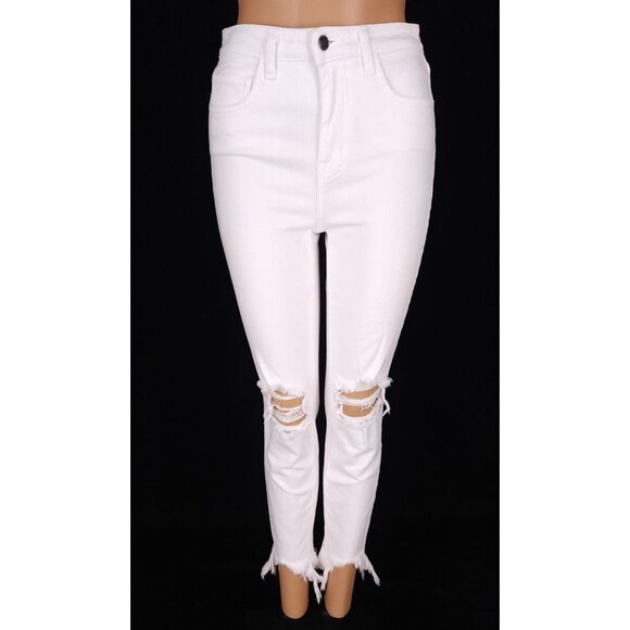L'AGENCE High Line Jeans Size 25 Womens Blanc Destruct $435 - Picture 2 of 13